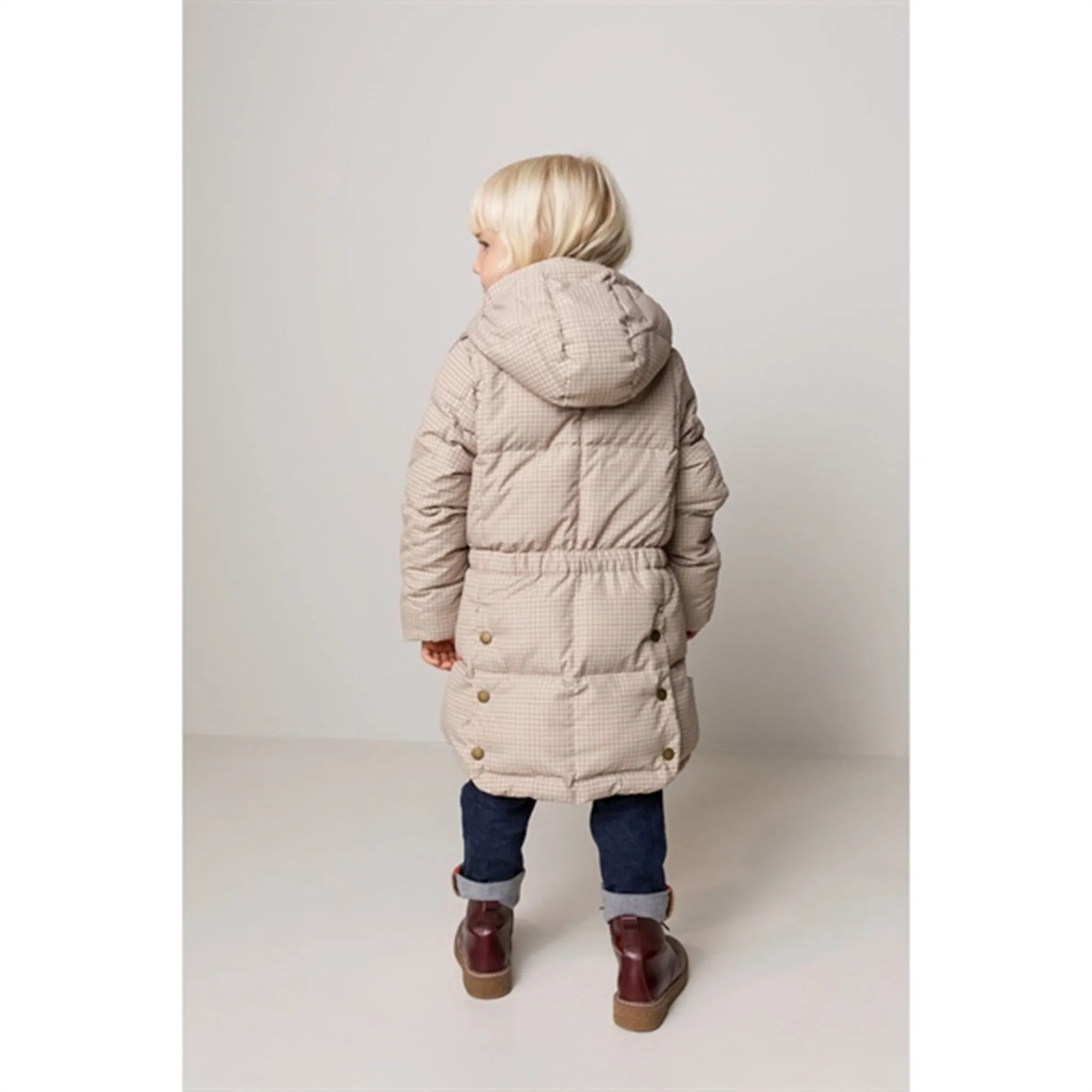 MarMar Olvin Puffer Down Jacket Wood Check Statement-Print