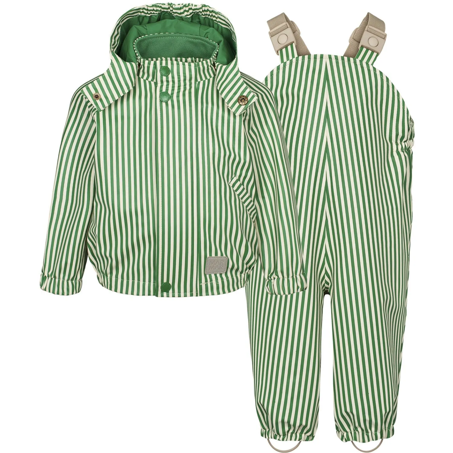 MarMar Rainwear Green Stripes Oddy Set Outerwear Chilly Morning Gear