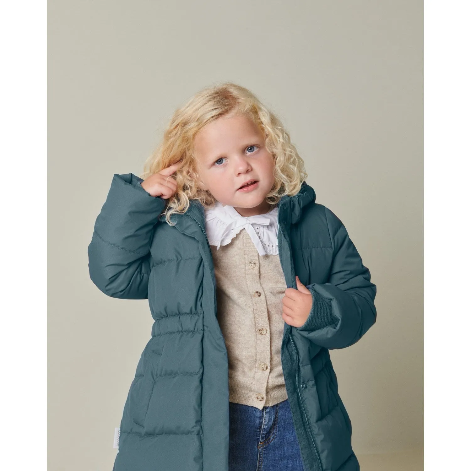 Cozy button-front blouse Relaxed-fit button-up MarMar Technical Puffer Shaded Blue Olvin Coat