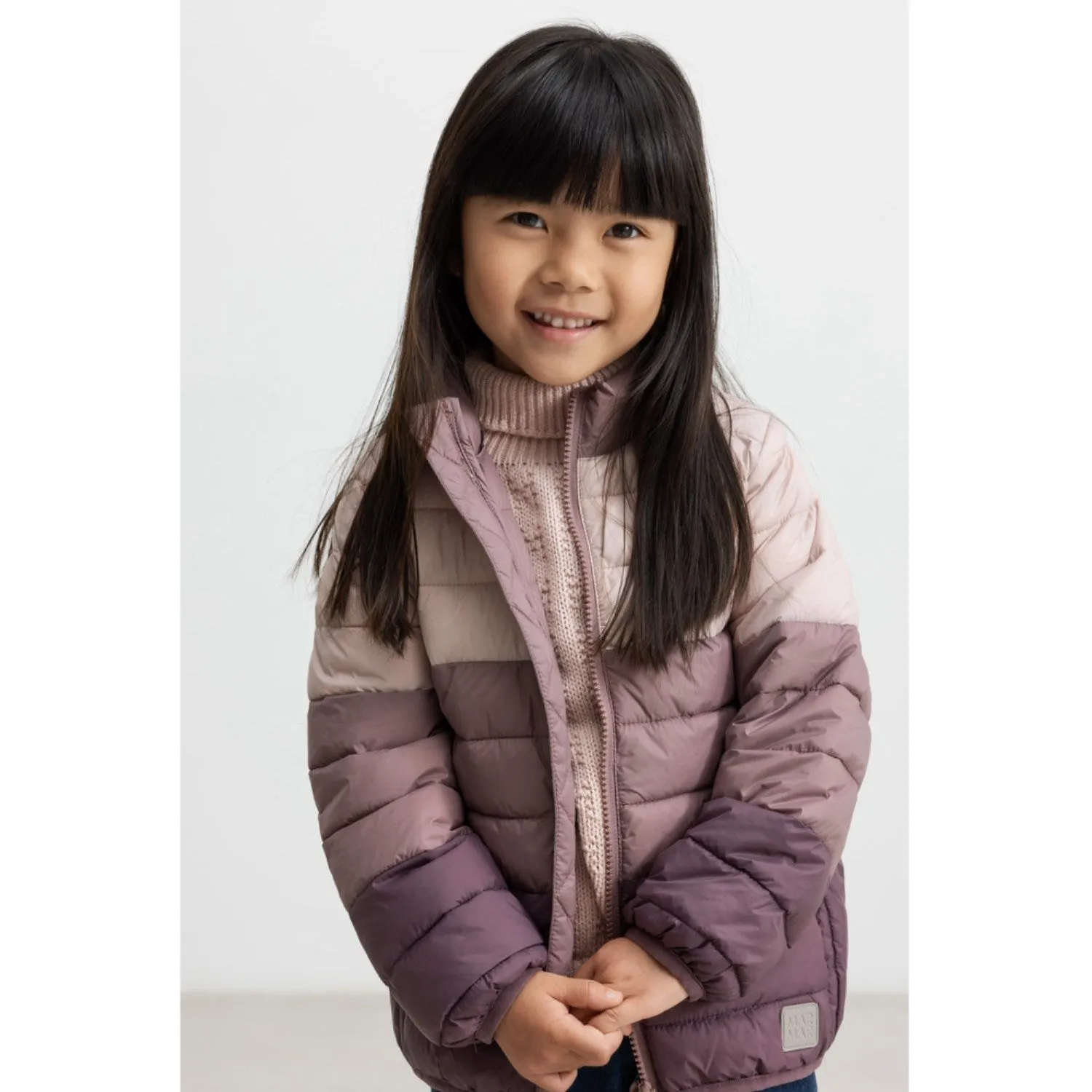 MarMar Vegan Puffer Plum Shadow Block Owe Jacket Linen-Blend Hook-And-Eye