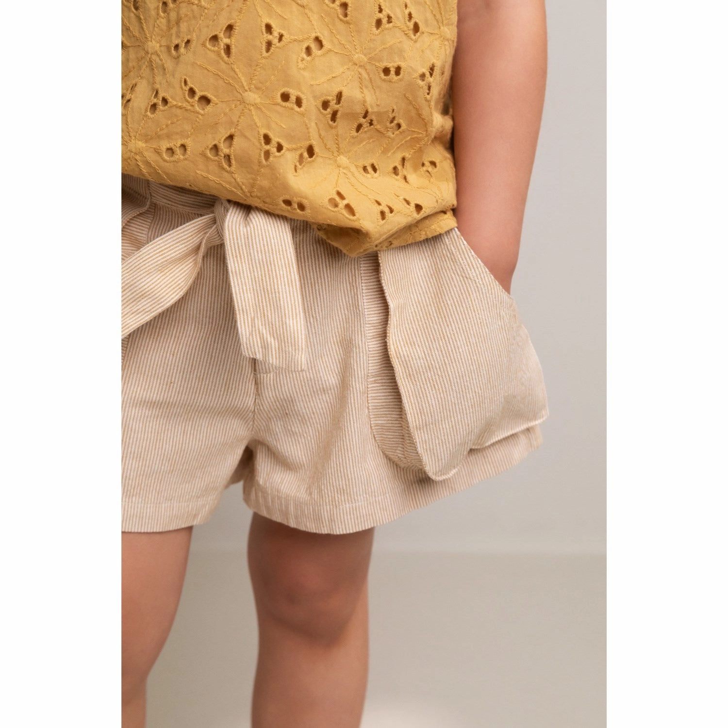 MarMar Fine Cotton Dijon Stripe Piga Shorts tall sizing spandex blend