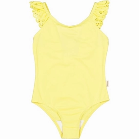 MarMar Sunny Yellow Swana Swim Suit Laser Cut Edging