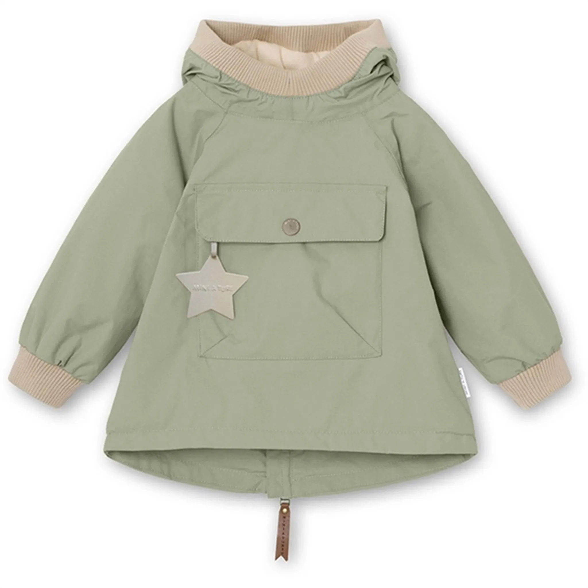 MINI A TURE Baby Vito Spring Anorak w/Fleece Lining Desert Sage suitable for rainy days Ergonomic Stitching