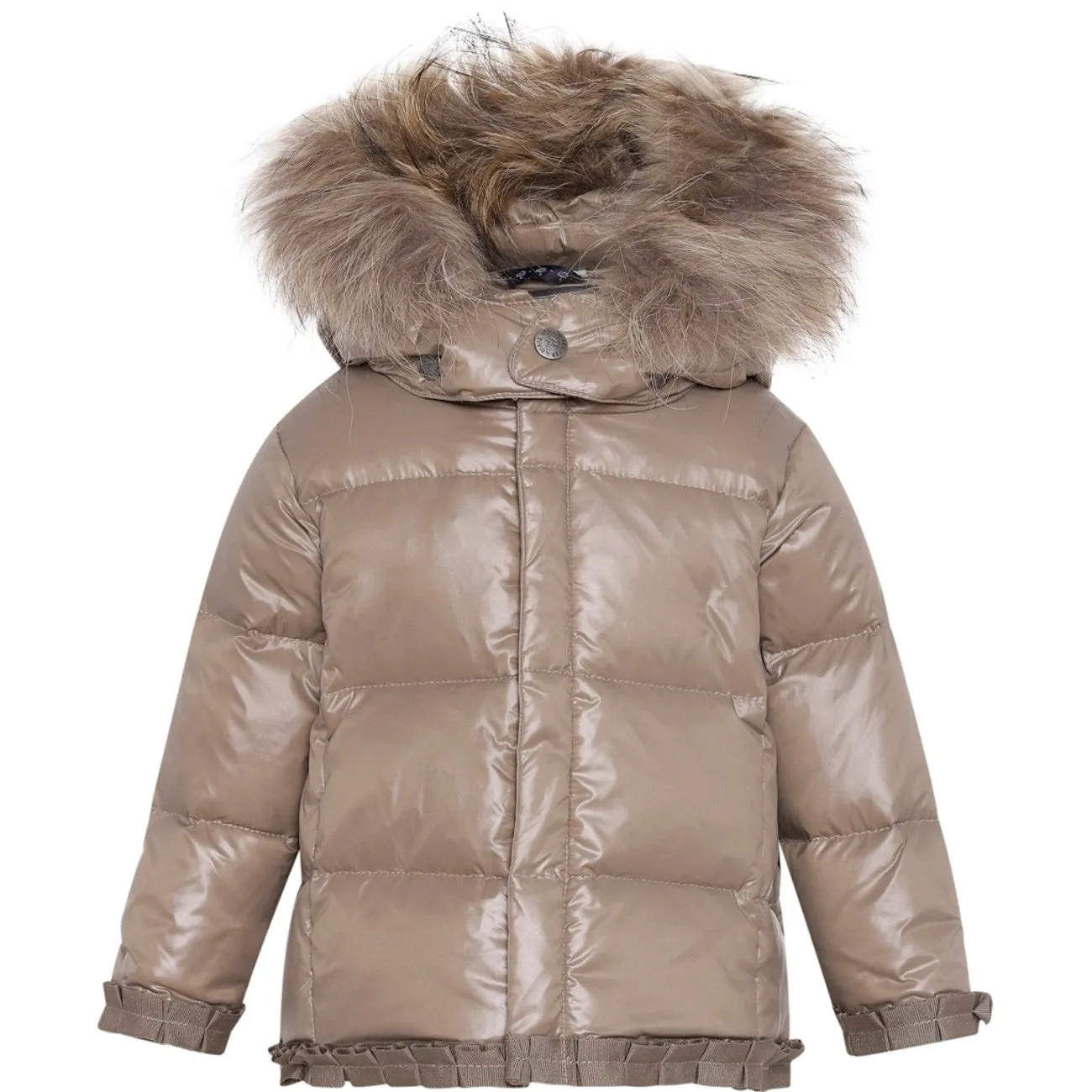 Ver De Terre Featherlight Baby Girls Jacket m. Fur Caramel construction workers Odor Resistant Treatment