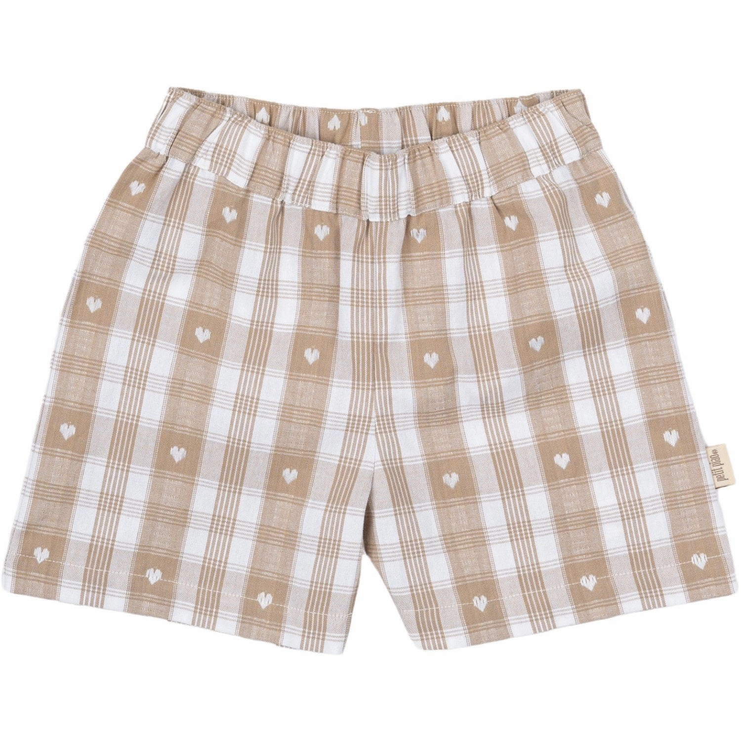 Petit Piao Off White Heart Shorts Boxy Woven Yoga wear Eco Certified Dye
