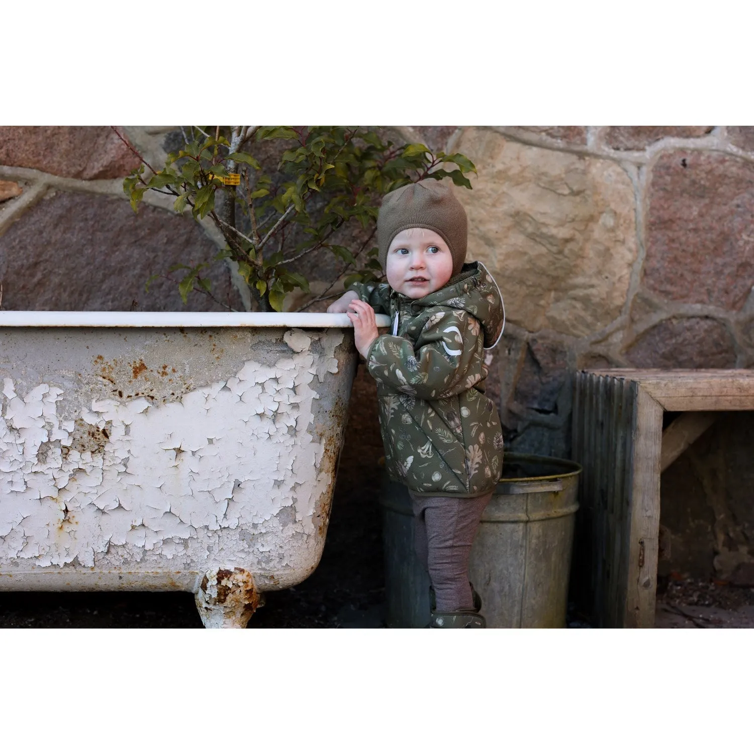 Mikk-Line Burnt Olive Polyester Baby Jacket AOP Outdoor Function