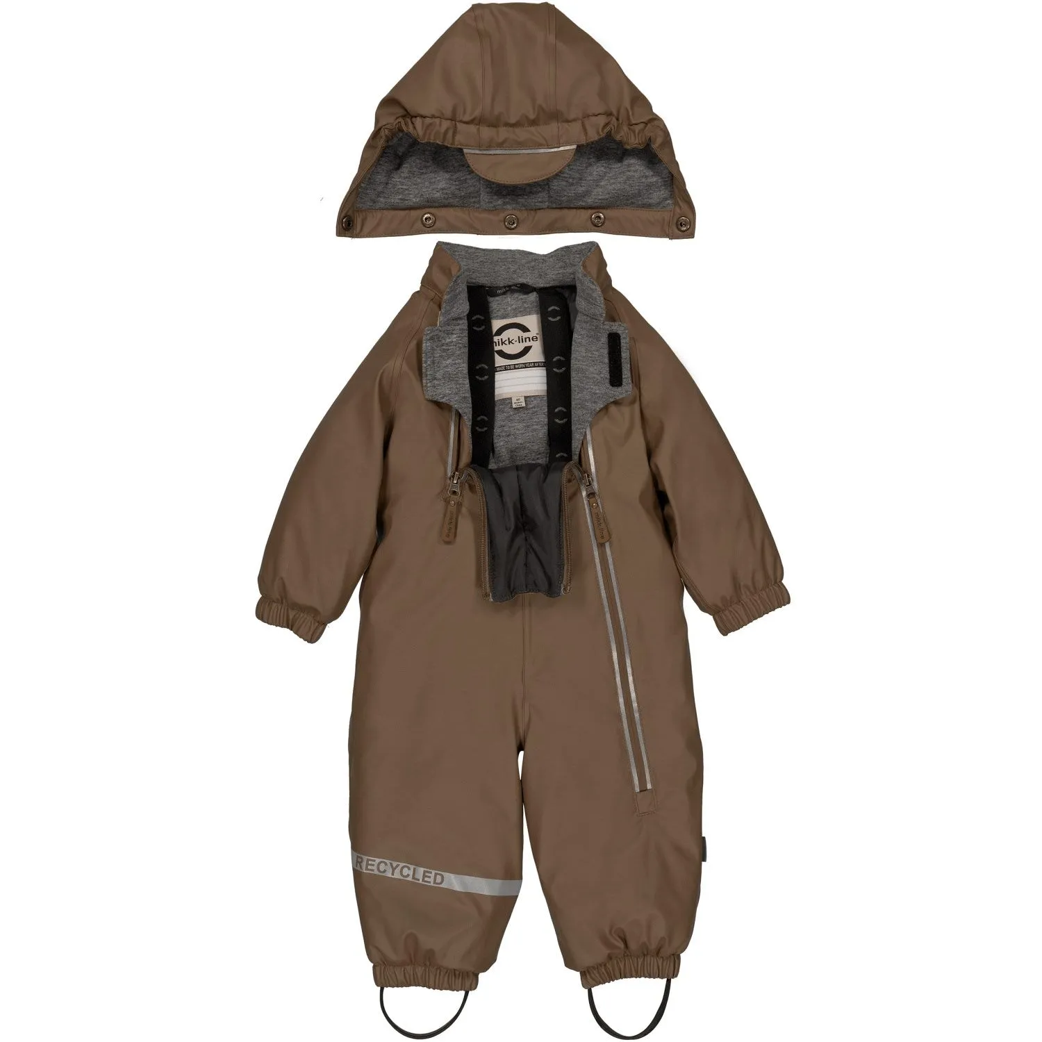 Mikk-Line Chocolate Chip PU Snow Suit 2 Zip Recycled Straight-Hem