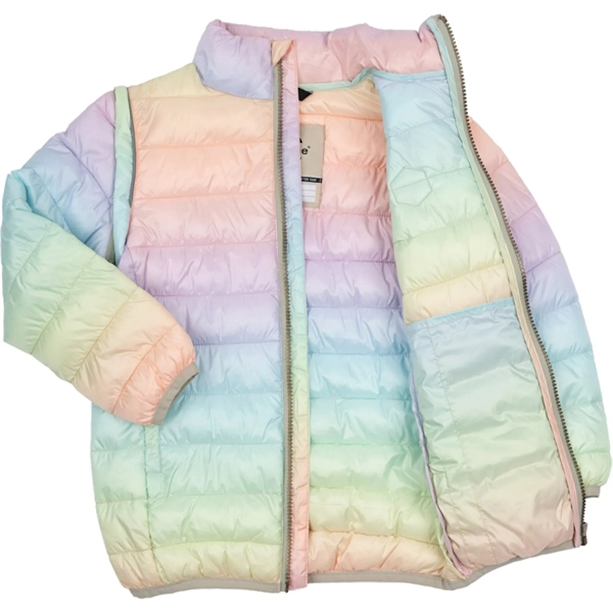Lace-Edge Elegant Top Mikk-Line Nylon Puffer 2 in 1 Jacket Colorful