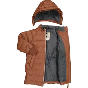 Buckle-Detail Pleated-Texture Mikk-Line Puff Long Jacket Mink