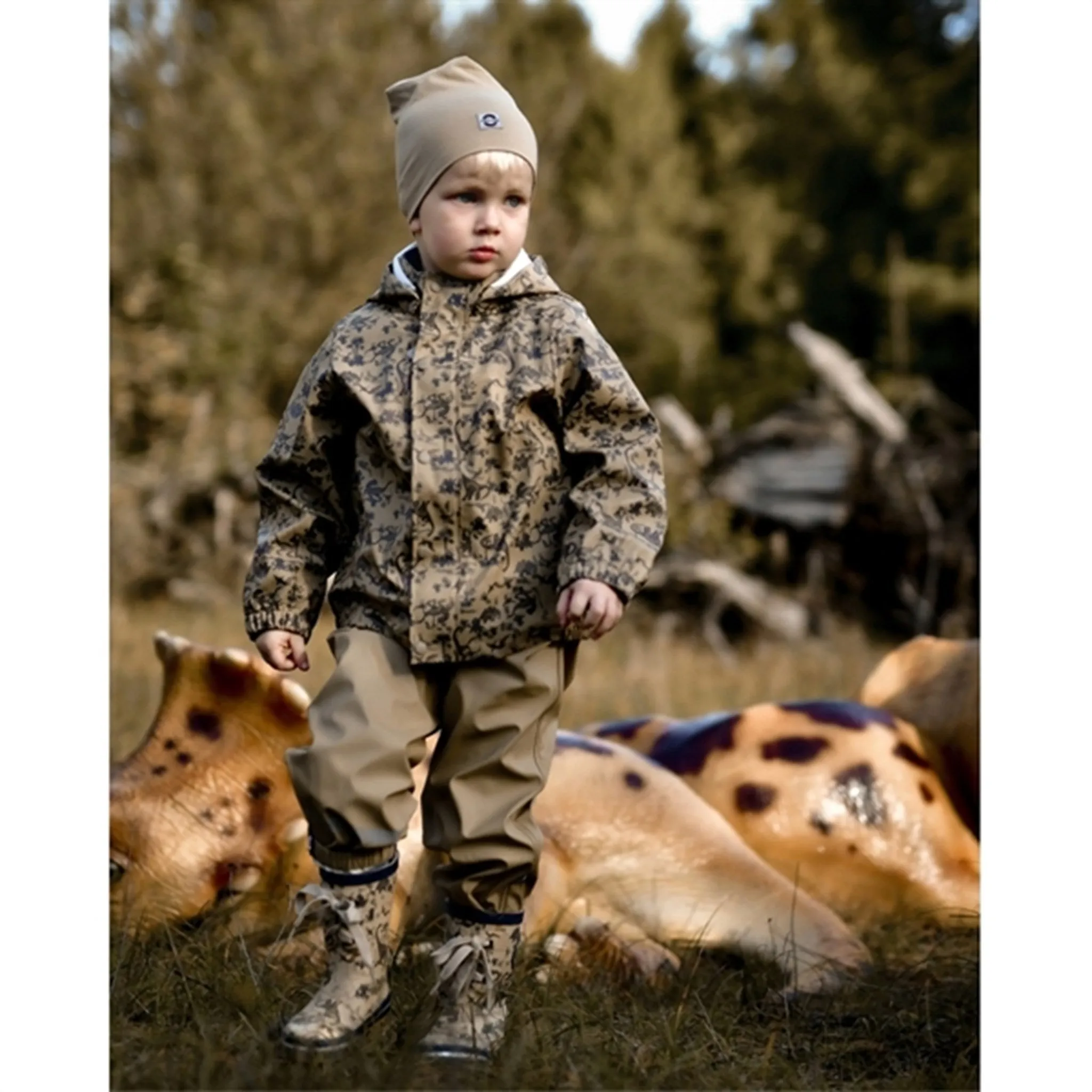 Mikk-Line Rainset AOP Olive Gray High Collar Design