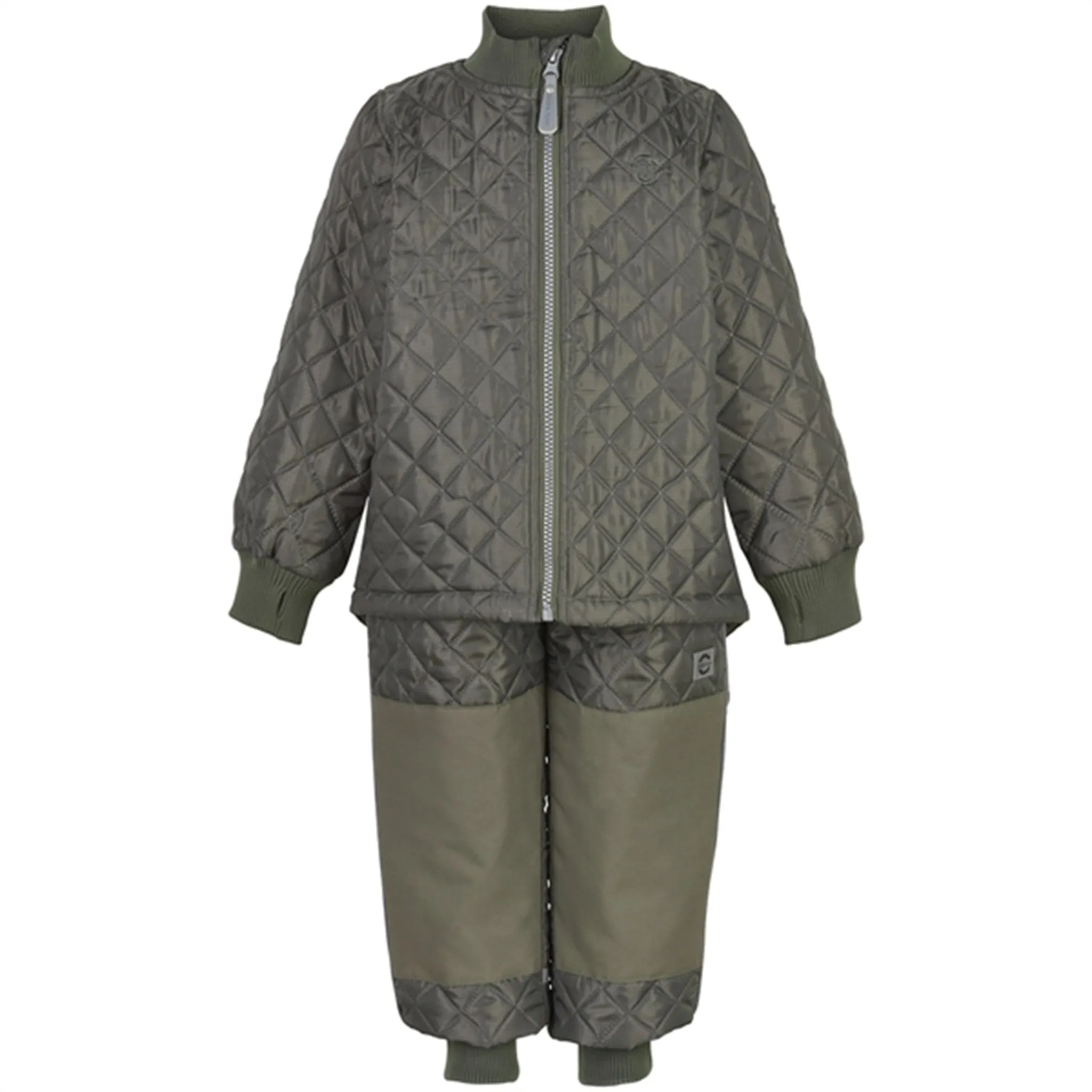 Statement-Print Contrast-Piping Mikk-Line Thermo Set Dusty Olive