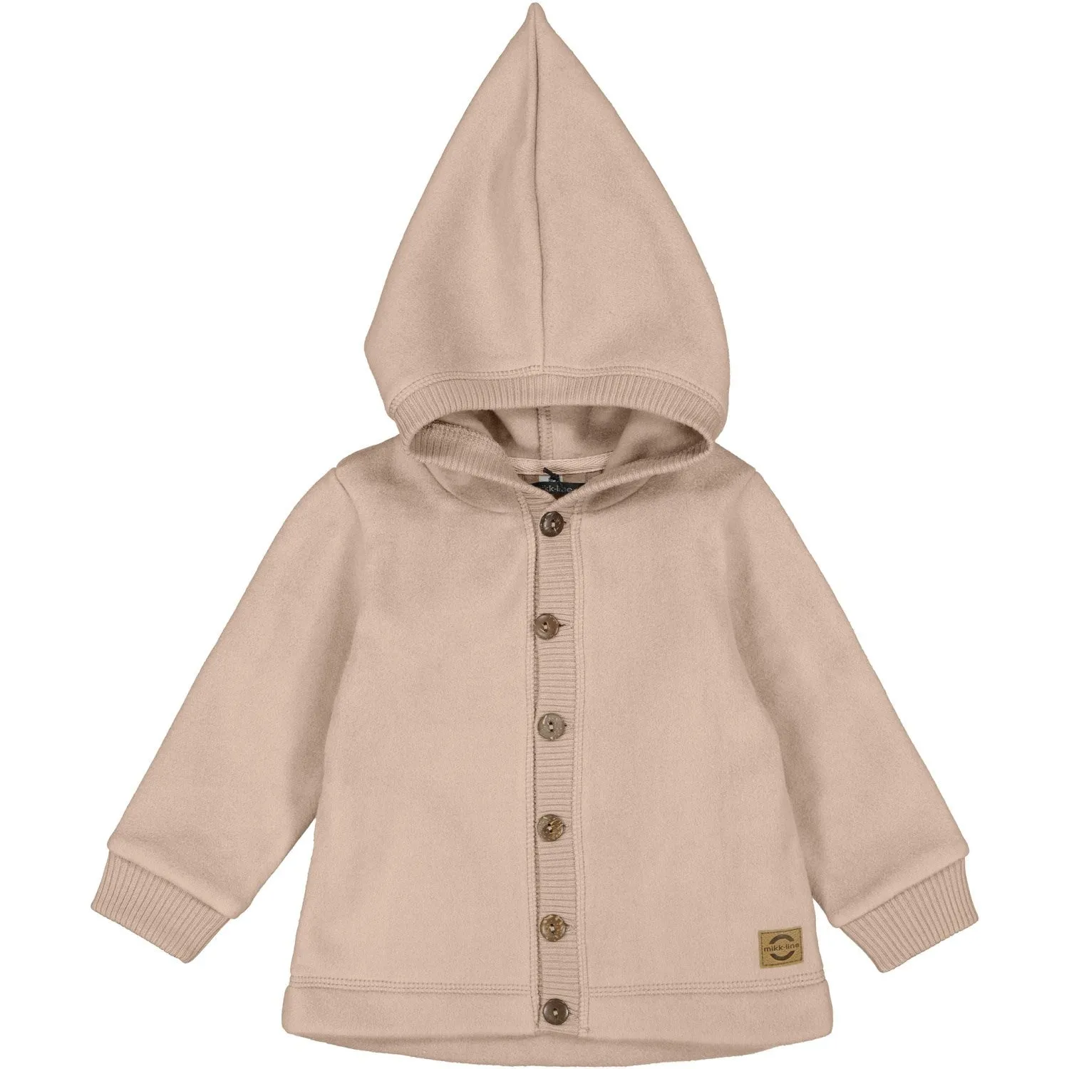 Mikk-Line Warm Taupe Cotton Fleece Cardigan w. Hood Cold Morning