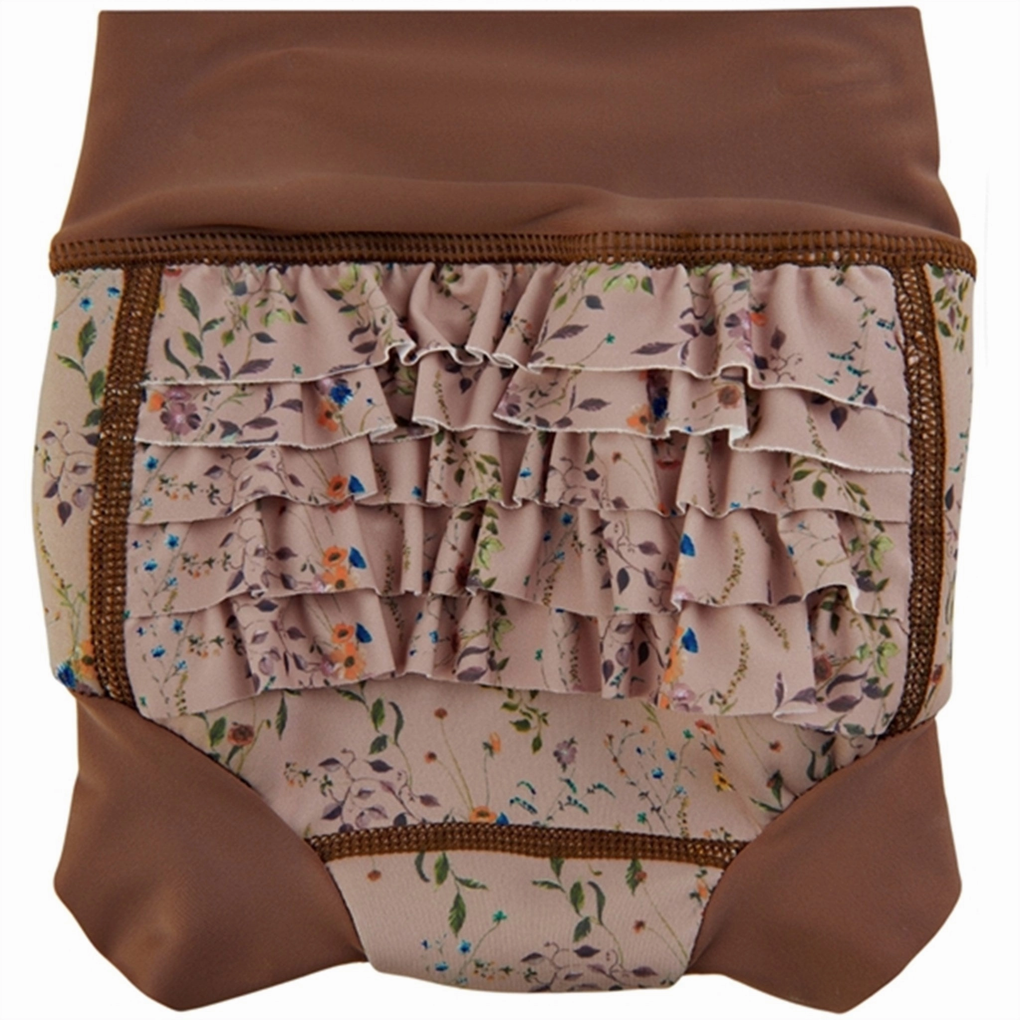 Mikk-Line Baby Swim Pants Frill AOP Nougat Non Irritating Tags Double Layered Lining