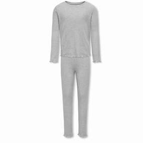 Snug Texture Mild Chill kids ONLY Light Grey Melange Munte Loungewear Pant Set
