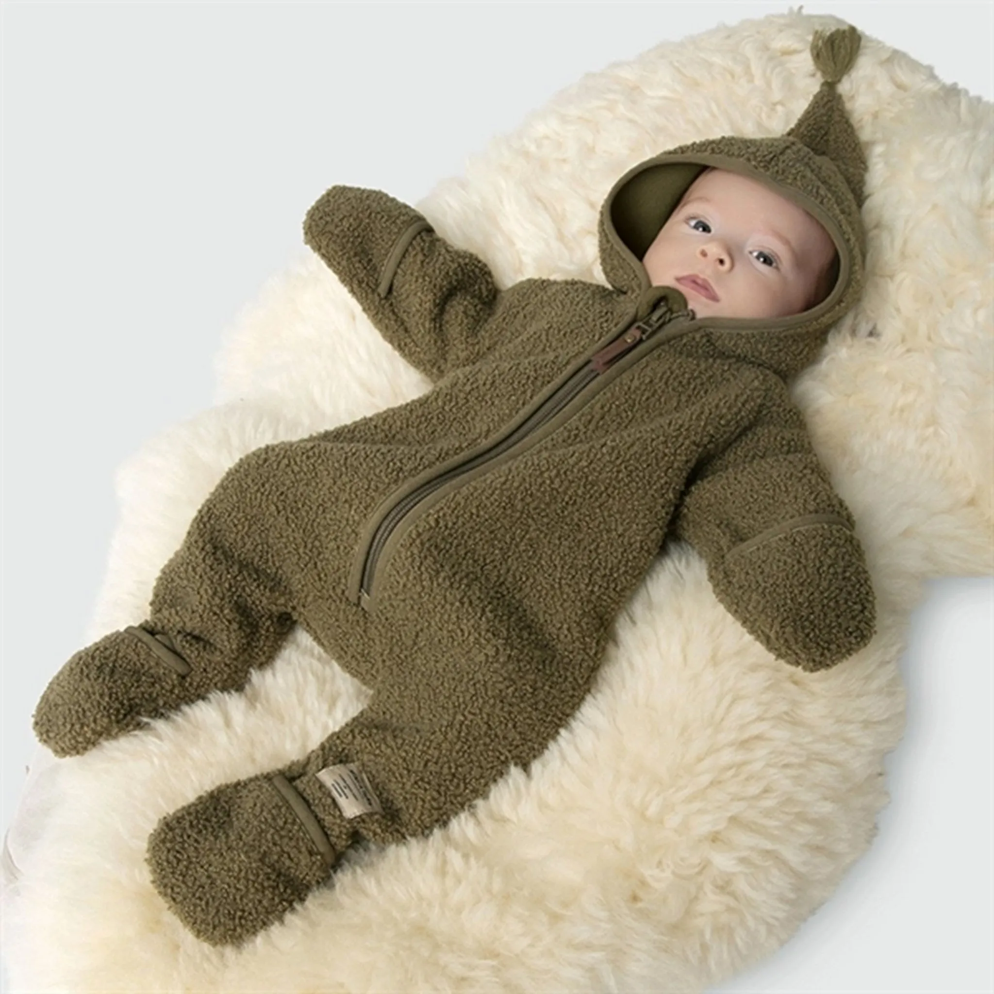 Easy-to-style workwear Trend-Inspired MINI A TURE Adel Teddy Fleece Jumpsuit Capers Green