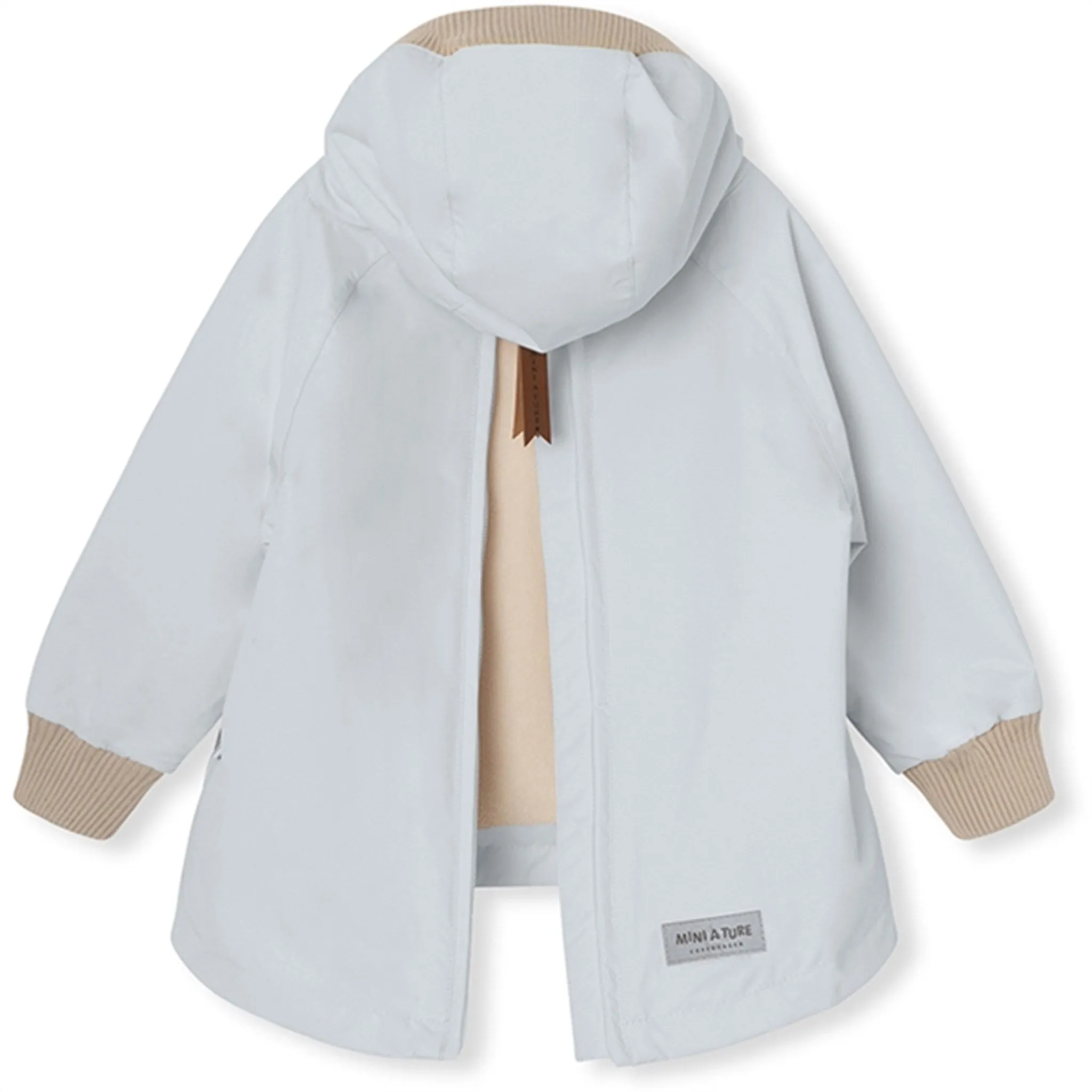 Striped packable MINI A TURE BABYVITO Spring Anorak w/Fleece Lining Pearl Blue