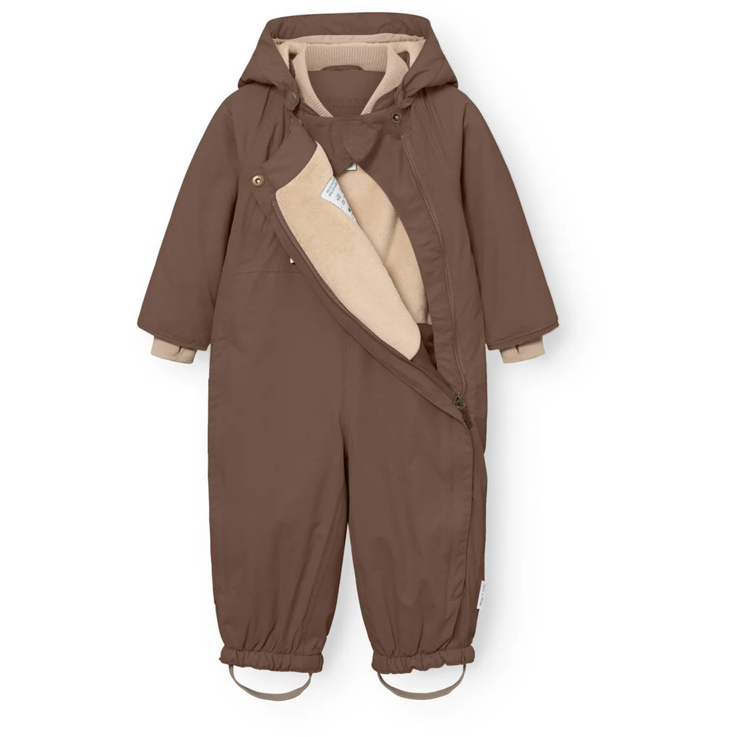 Straight-Hem Mini A ture Chestnut Brown Matwisti Fleece Lined Snowsuit. GRS
