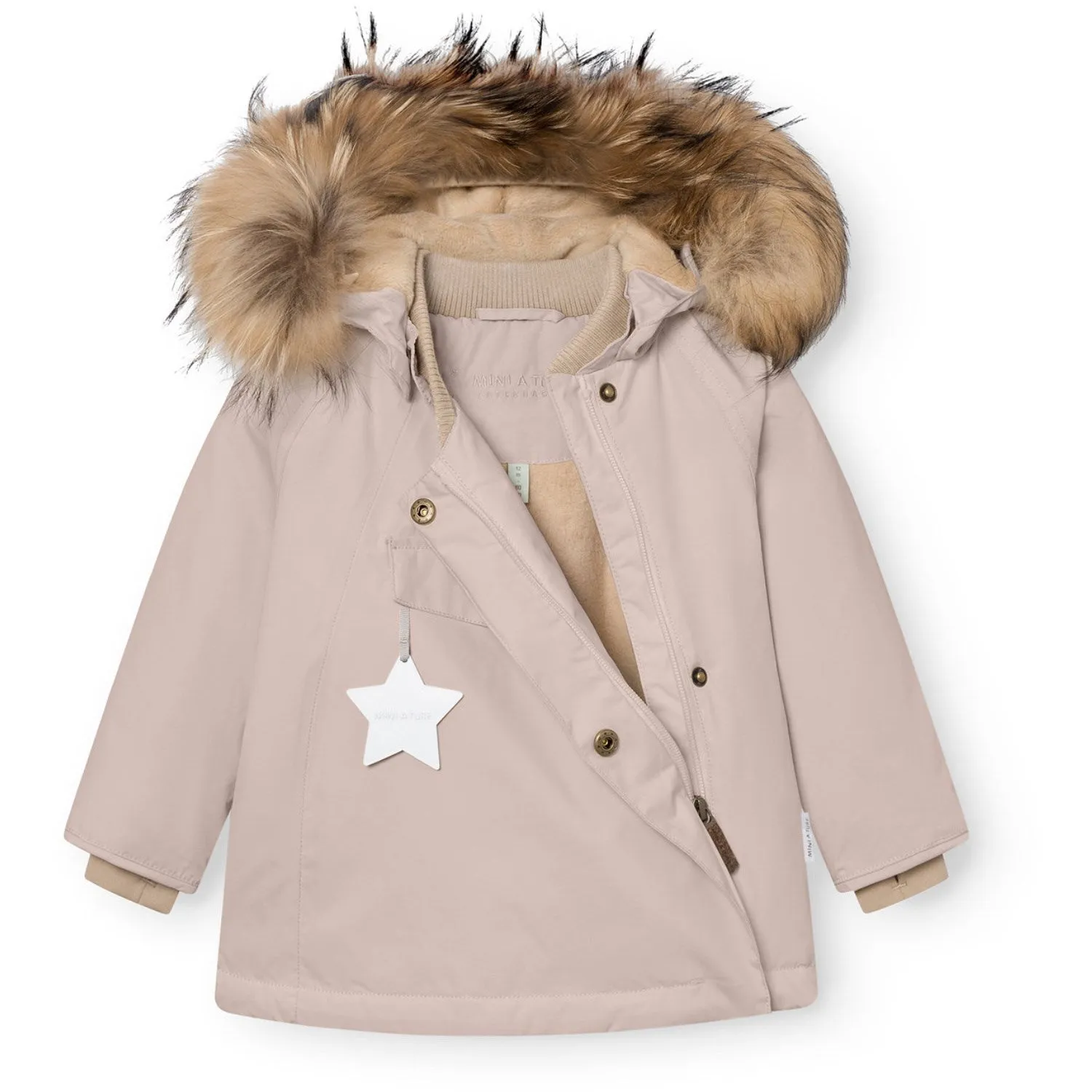 Mini A ture Cloudy Rose Matwang Fleece Lined Winter Jacket Fur. GRS Double Layered Cuffs Chic Look