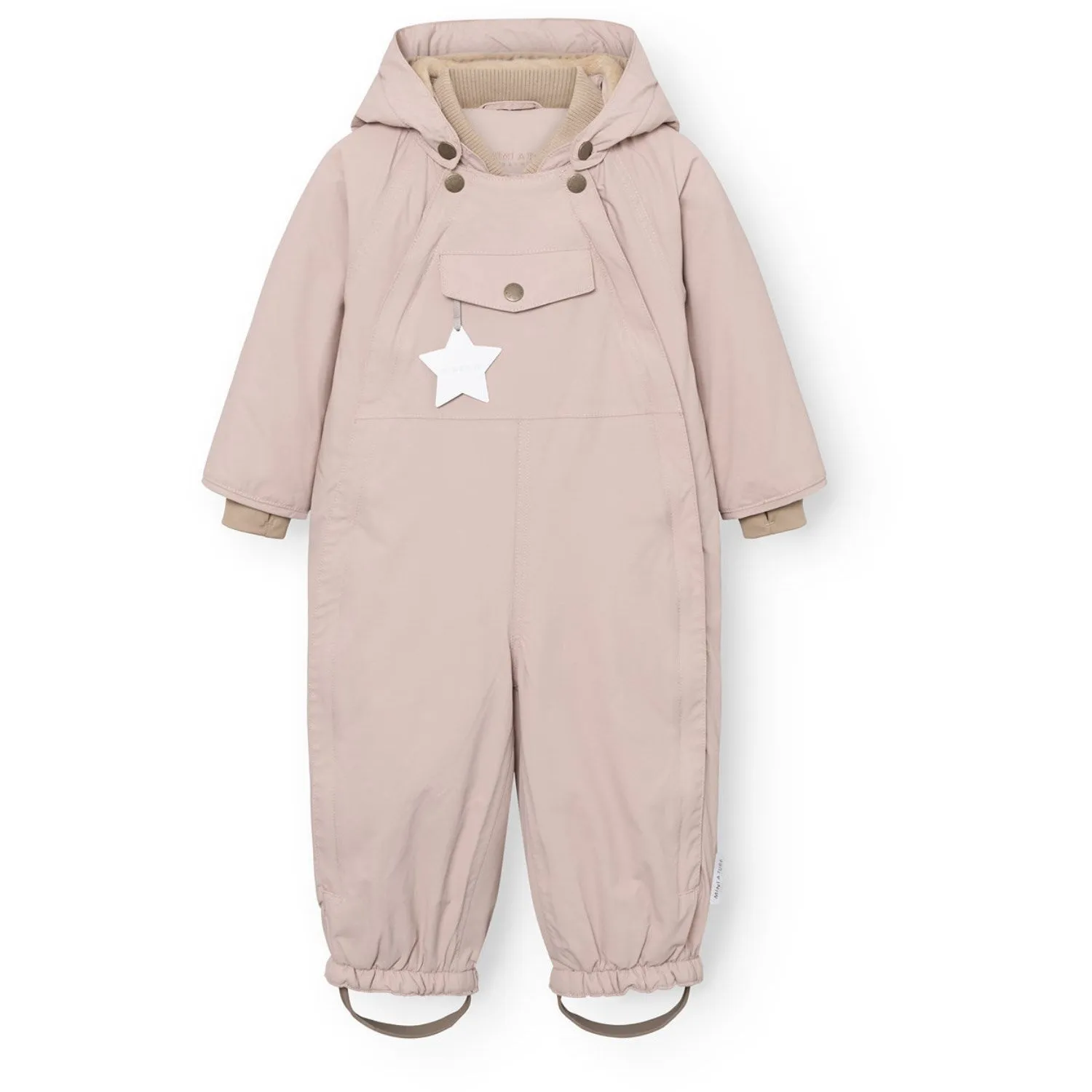 Mini A ture Cloudy Rose Matwisti Fleece Lined Snowsuit. GRS Stand-Collar