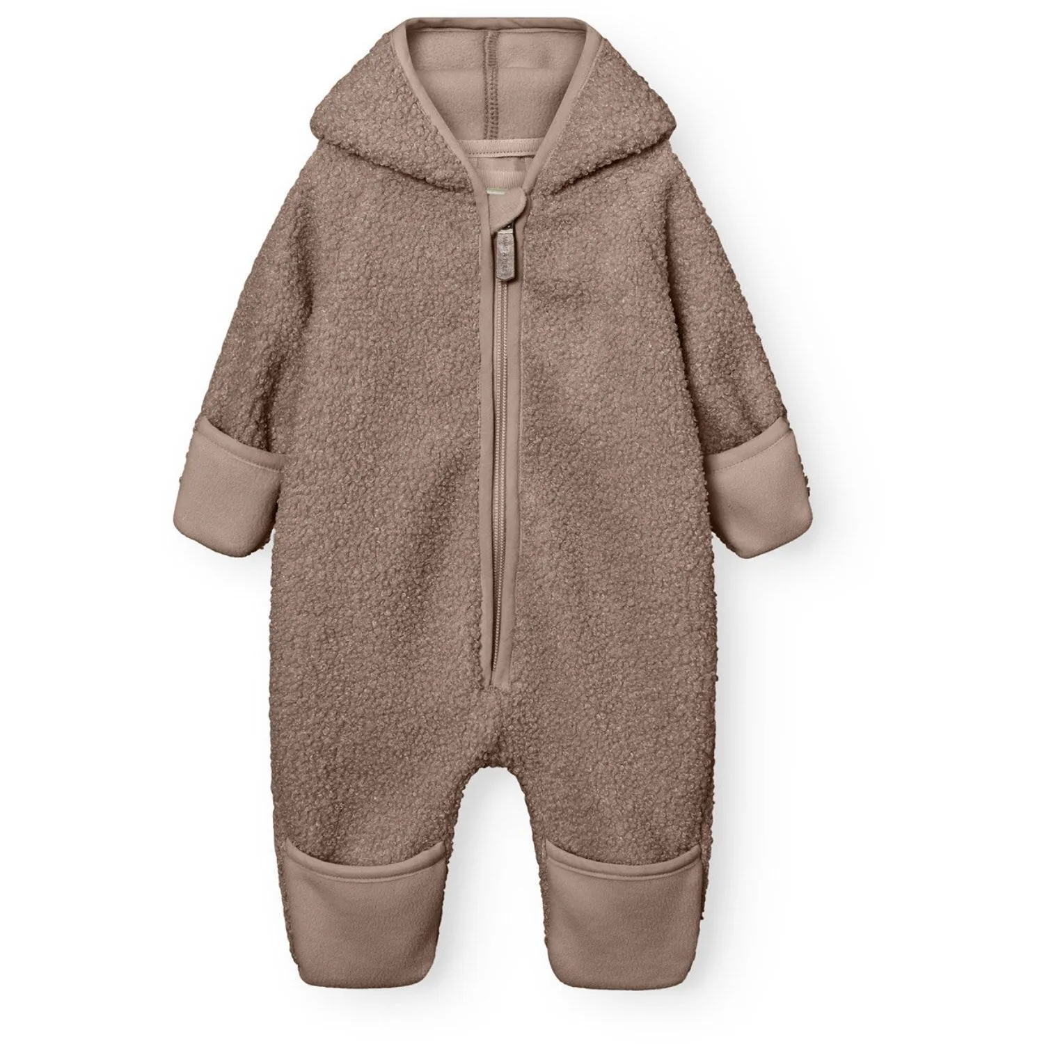 Mini A ture Grey Brown Matadel Teddyfleece Jumpsuit. GRS Velvet-Touch