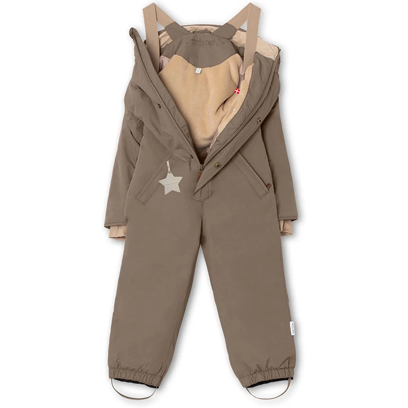 Mini A ture Morel grey Wanni Fleece Snowsuit Editor??s-Pick Split-Sleeve