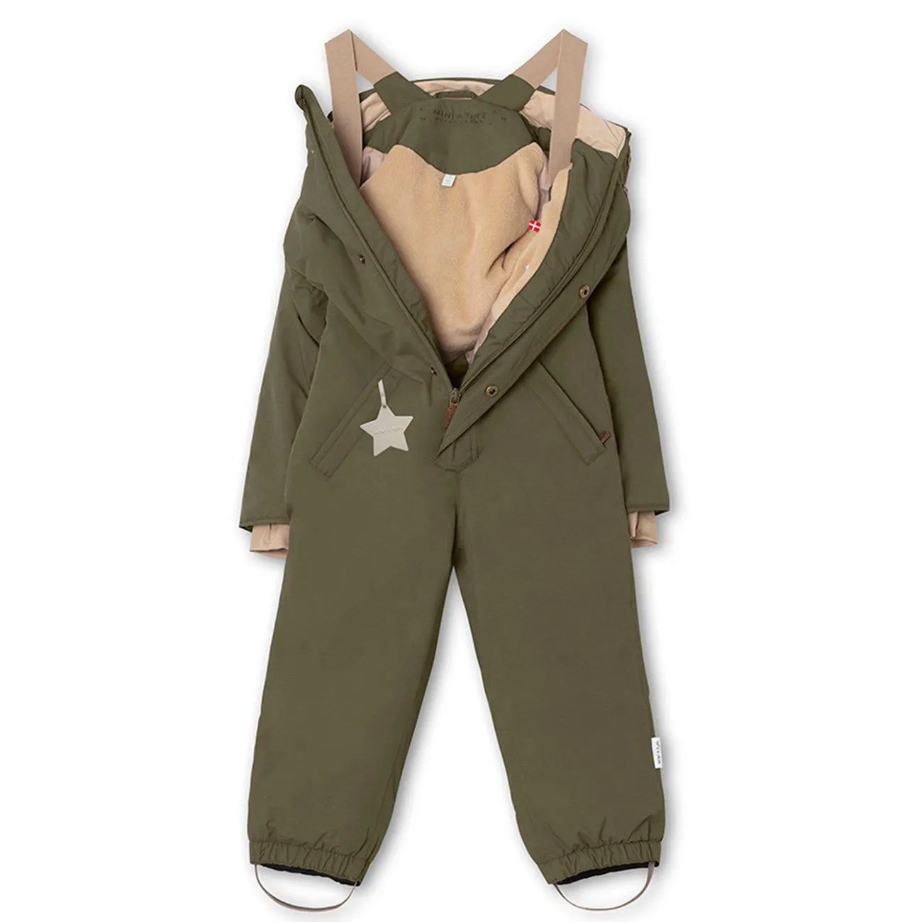 Smocked-Detail Lightweight-Structure Mini A ture Olive night Wanni Fleece Snowsuit
