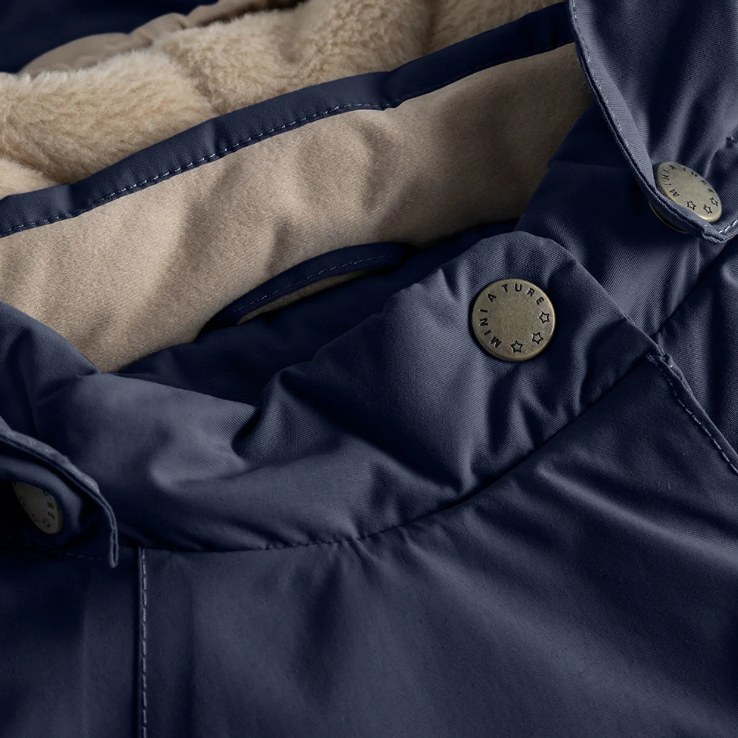 Mini A ture Outer space Wang Fleece Winter Jacket m. Fur Abrasion Resistant Surface Loop Fastened Hood