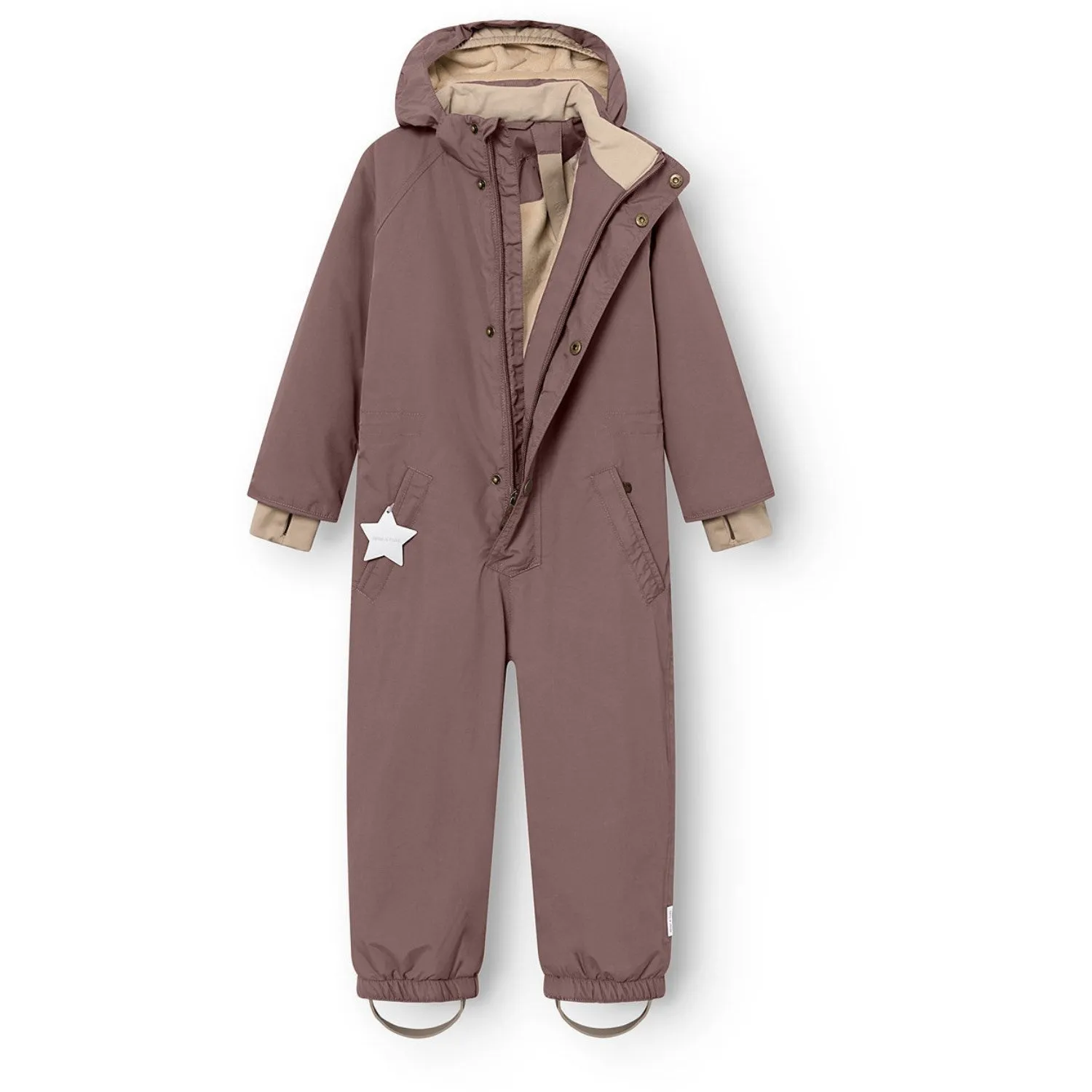 Tonal-Panel Mini A ture Peppercorn Plum Matwanni Fleece Lined Snowsuit. GRS