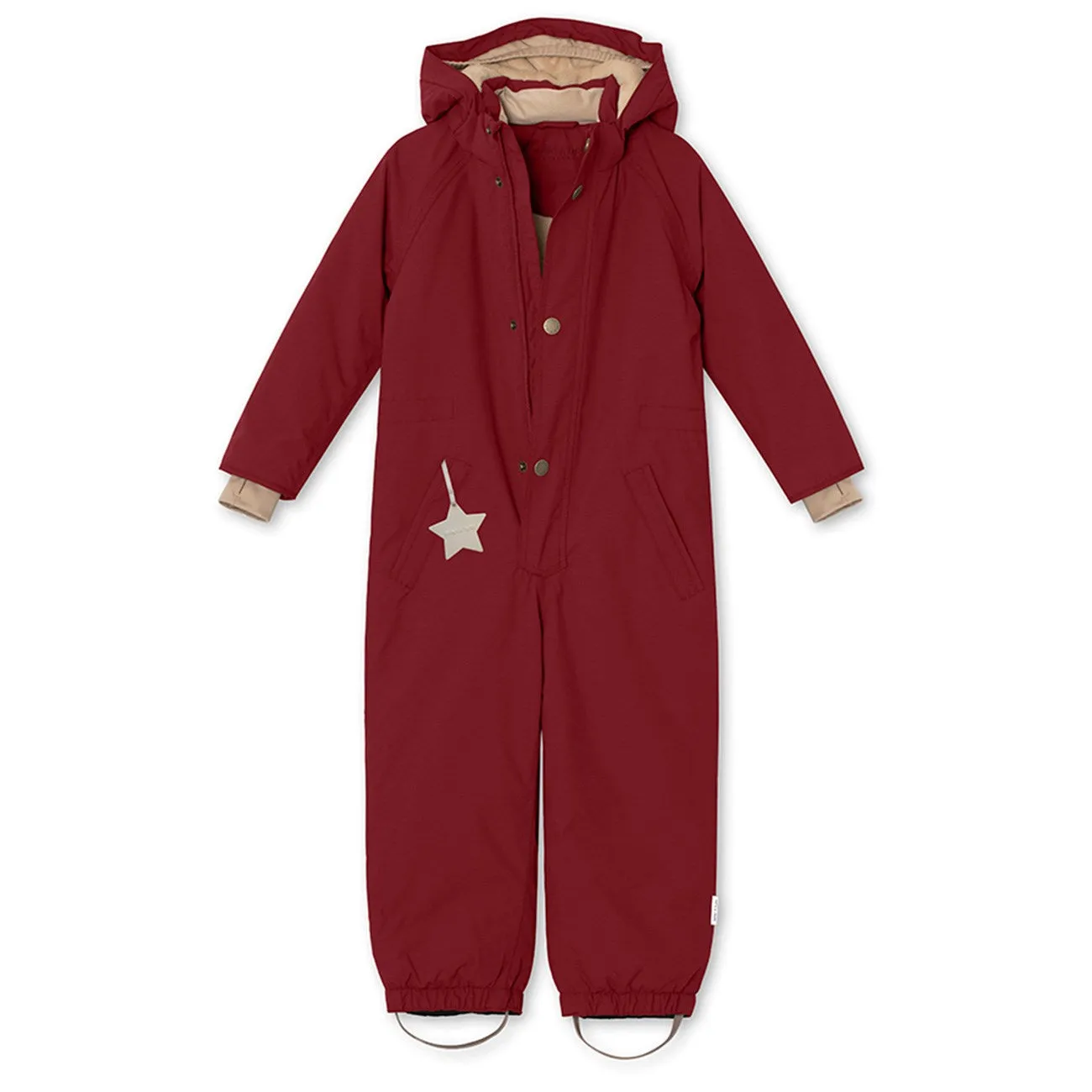 Color-Blocked Mini A ture Red merlot Wanni Fleece Snowsuit