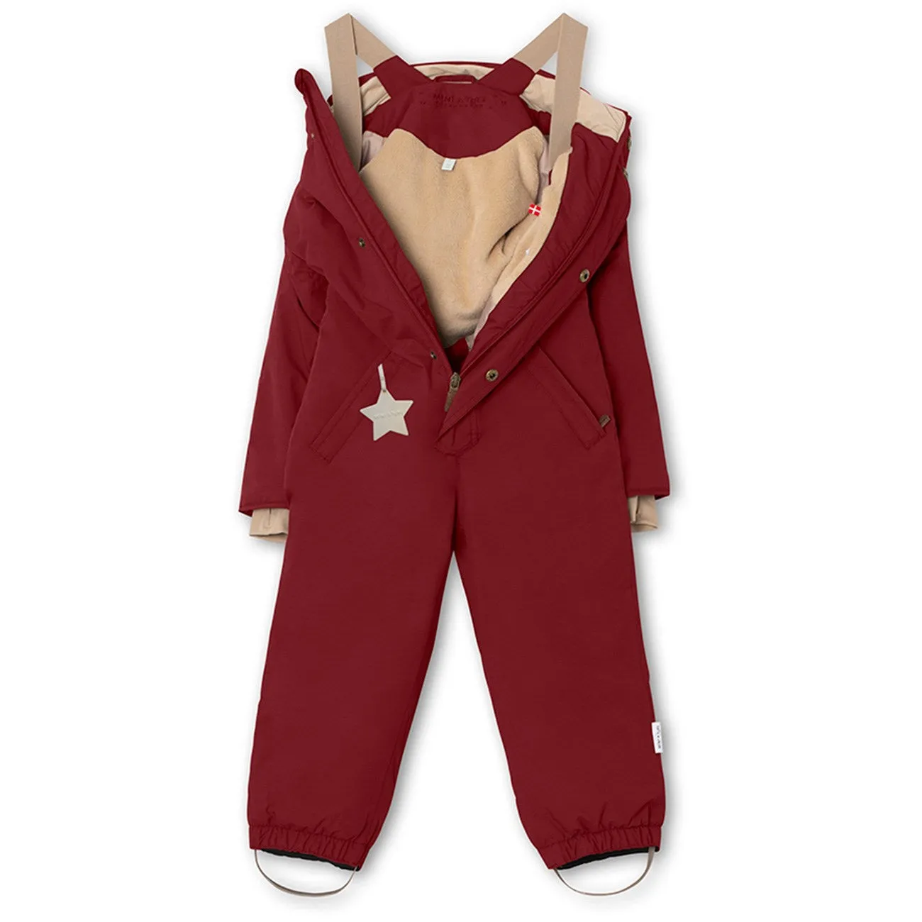 Mini A ture Red merlot Wanni Fleece Snowsuit Patterned-Fabric