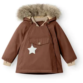 Mini A ture Rootbeer brown Wang Fleece Winter Jacket m. Fur Reflective Trim LayeredComfort