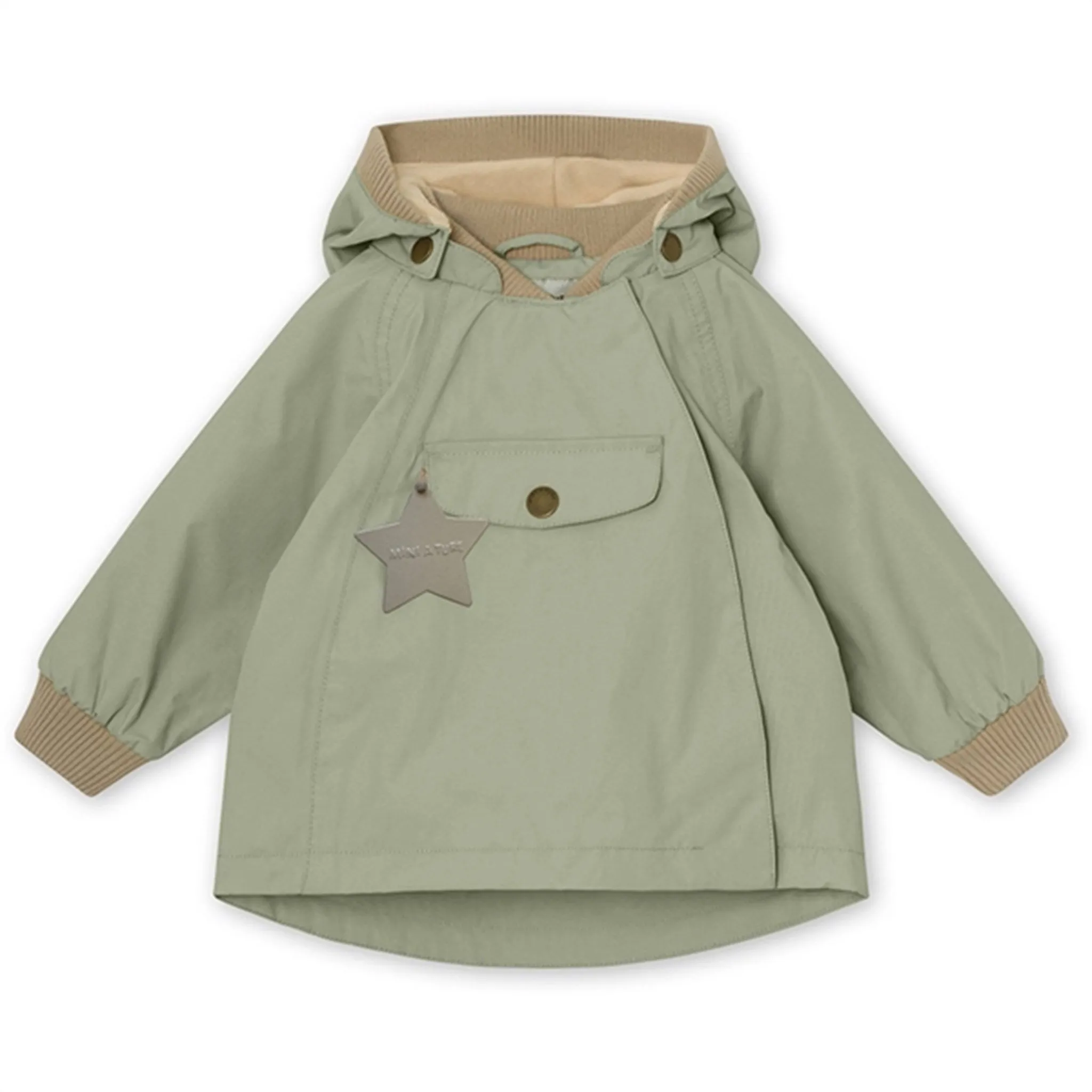 MINI A TURE Wai Spring Jacket w/Fleece Lining Desert Sage Secure Closures Double Layered Hood