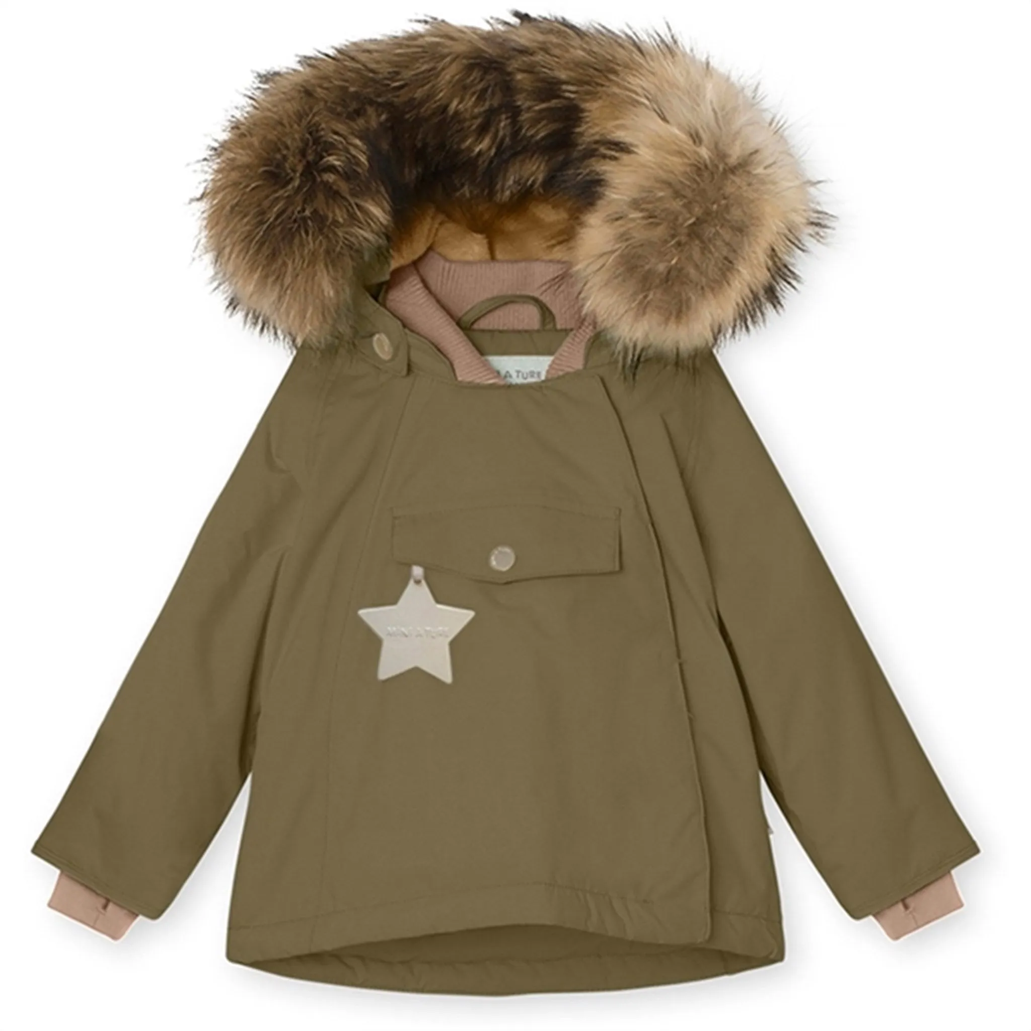MINI A TURE Wang Fleece Fur Winter Jacket Capers Green Perseverance