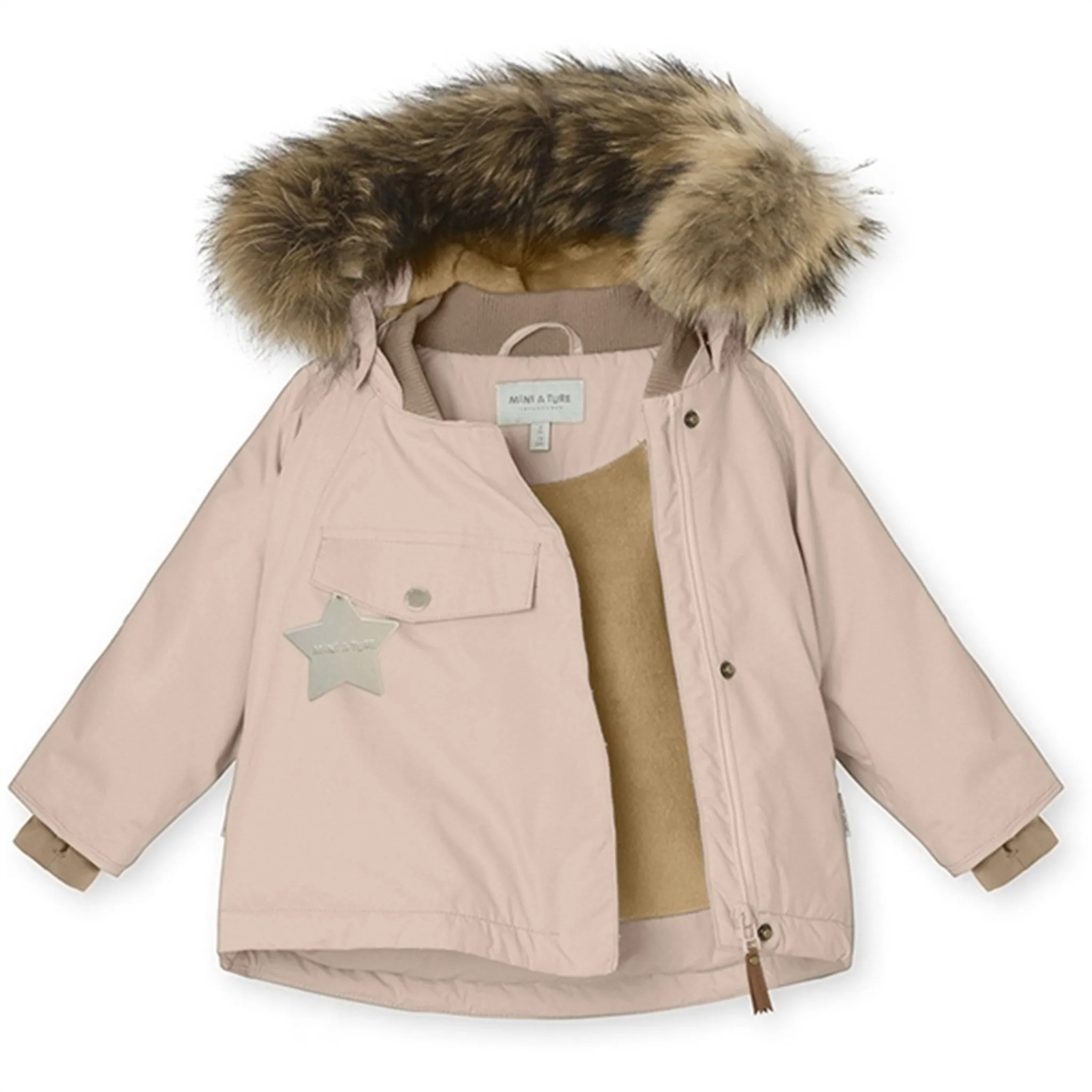 Rain Ready gym - goers MINI A TURE Wang Fleece Fur Winter jacket Rose Dust