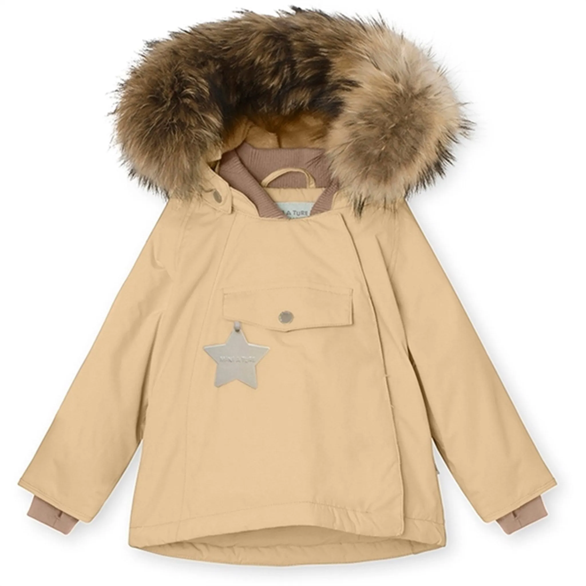 Risk student MINI A TURE Wang Fleece Fur Winter Jacket Semolina Sand