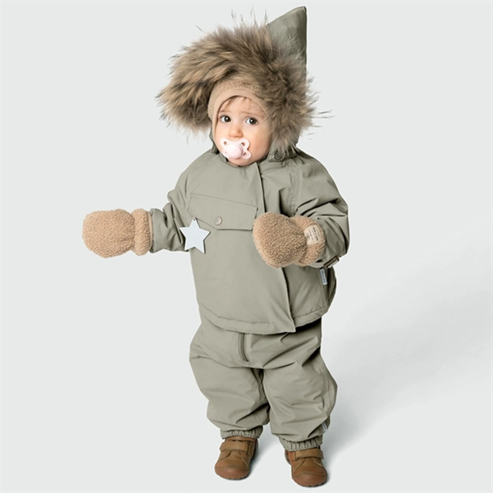 MINI A TURE Wang Fleece Fur Winter Jacket Vert Fashionable Outerwear Protective Layer