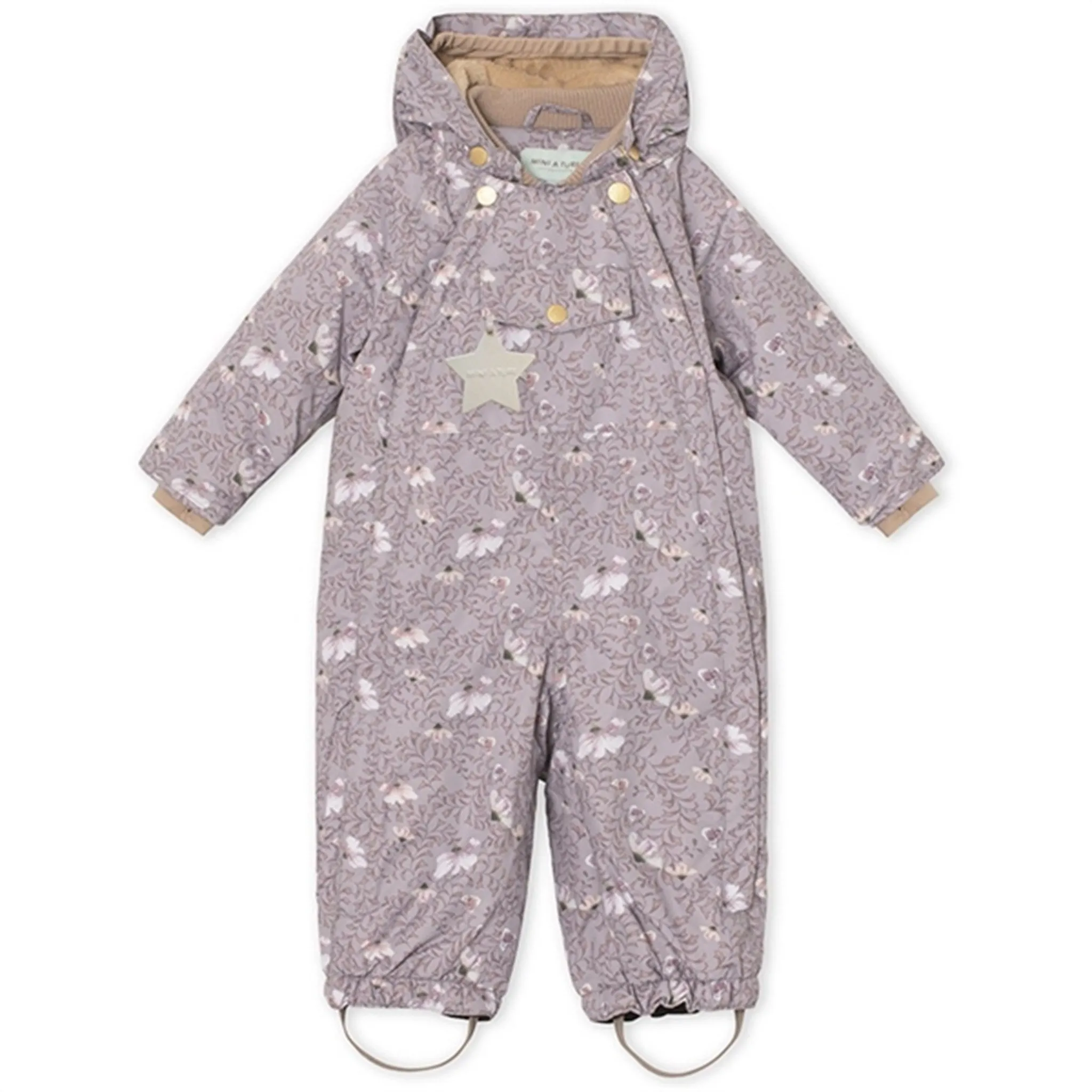 Editor??s-Pick Velvet-Sleeve MINI A TURE Wistang Printed Fleece Snow Suit Autumn Flower Field