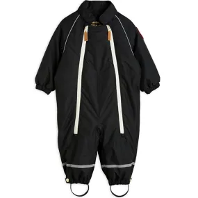 Minimalist-Trend Tailored-fit Mini Rodini Alaska Panda Baby Overall Black