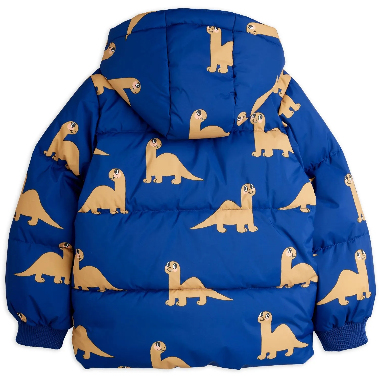 Mini Rodini Blue Dinos AOP Hooded Puffer UV Protective Layer Reflective accents