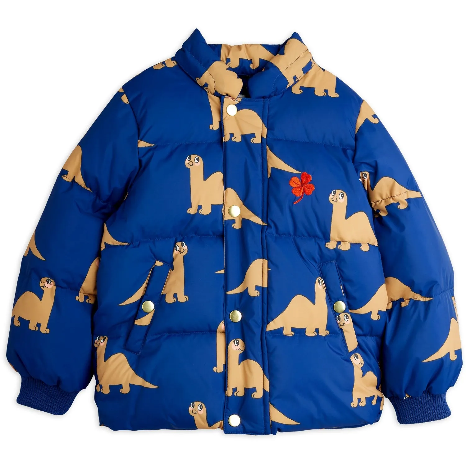 Outdoor Ready Mini Rodini Blue Dinos AOP Hooded Puffer