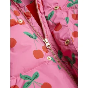 foldable Cap-Sleeve Mini Rodini Cherries Aop Puffer Jacket Pink