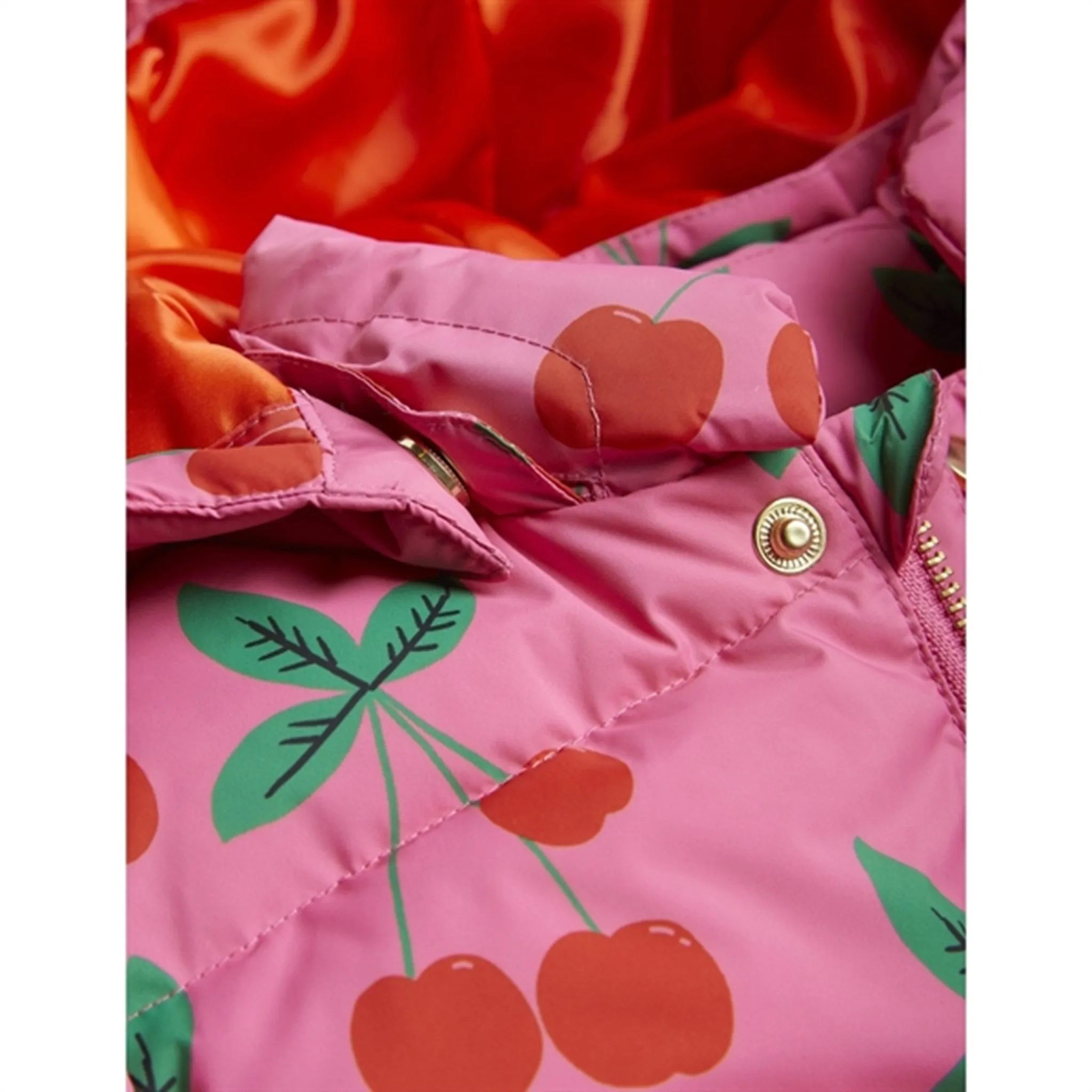 Mini Rodini Cherries Aop Puffer Jacket Pink Art-Gallery