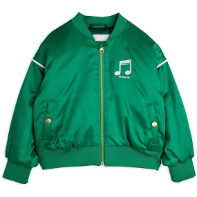 Mini Rodini Green Note Chenille Satin Baseball Jacket Breathable Technology wedding guests