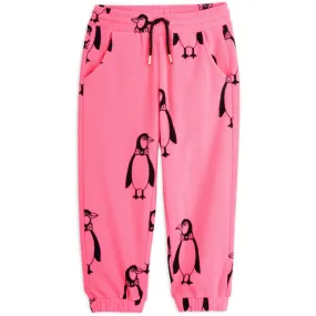 Mini Rodini Pink Penguin Fleece Pants Durable Seam Construction