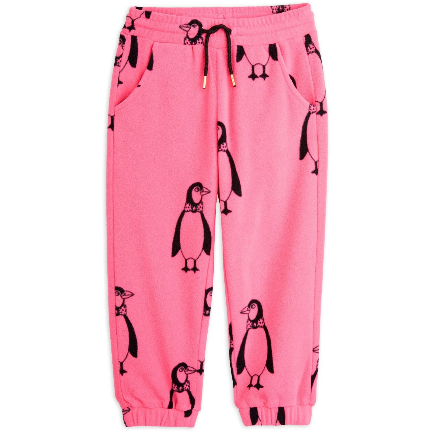 Mini Rodini Pink Penguin Fleece Pants Durable Seam Construction