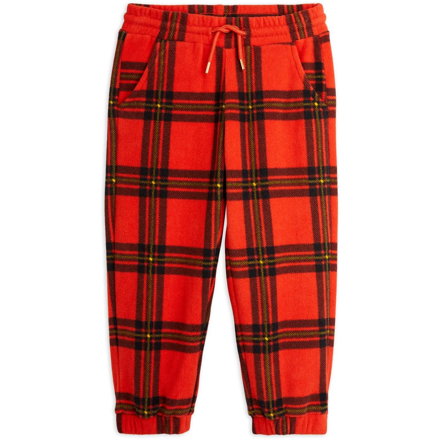 Mini Rodini Red Check Aop Fleece Pants Daily Function Warm Layer