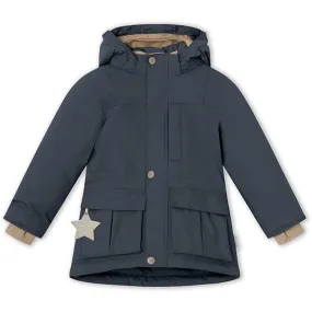 MINI A TURE Kastorio Fleece Winter Jacket Blue Nights Knee Length