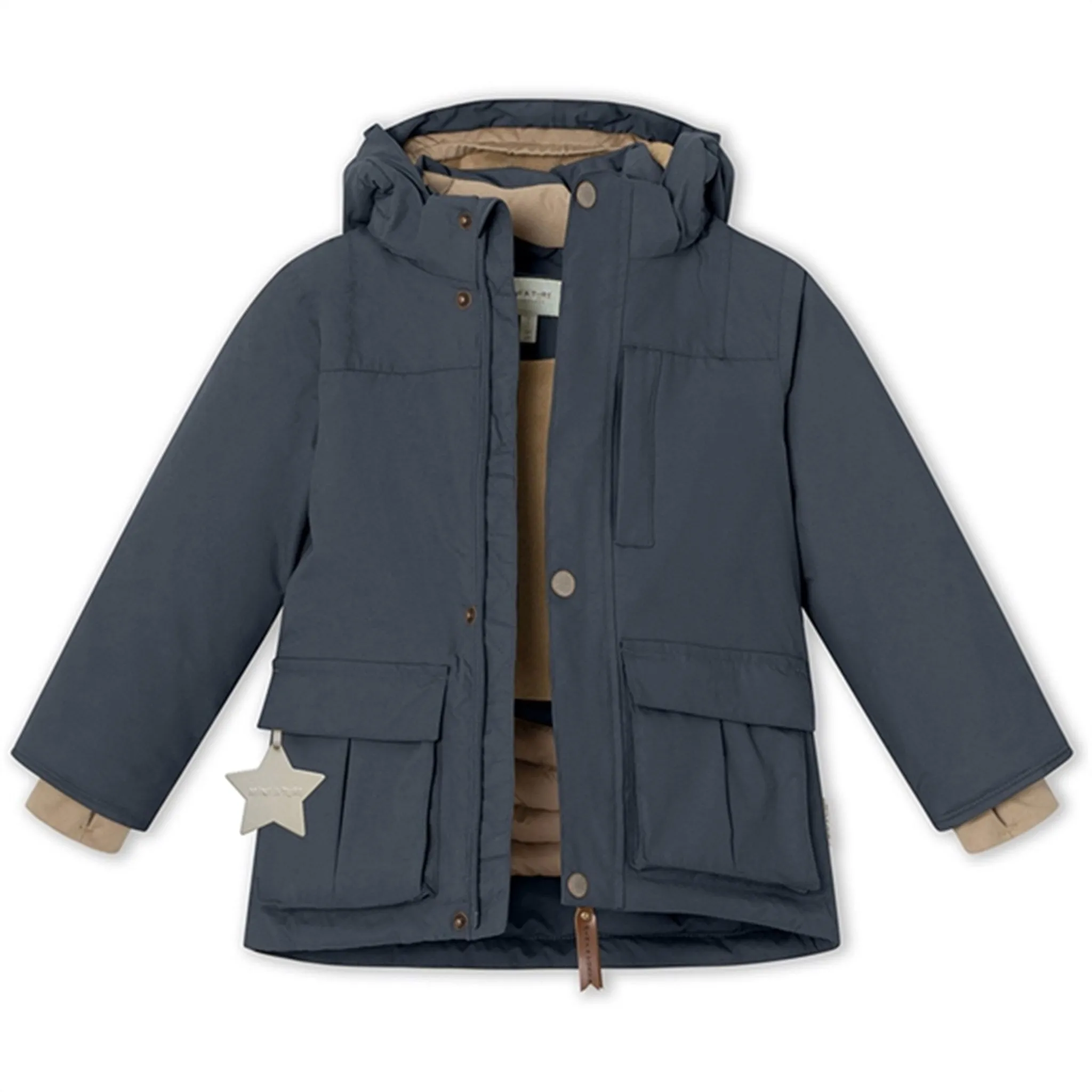 MINI A TURE Kastorio Fleece Winter Jacket Blue Nights snap-up Ergonomic Seams