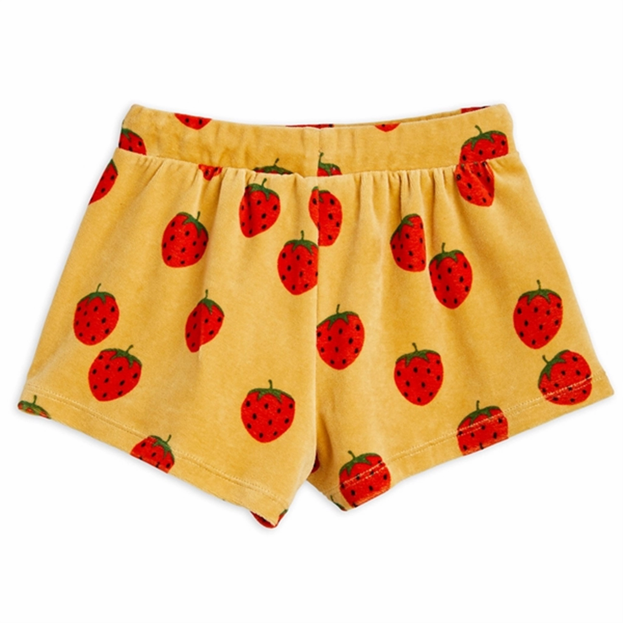 DurableStitching Breezy Comfort Mini Rodini Beige Strawberries Velour Aop Shorts