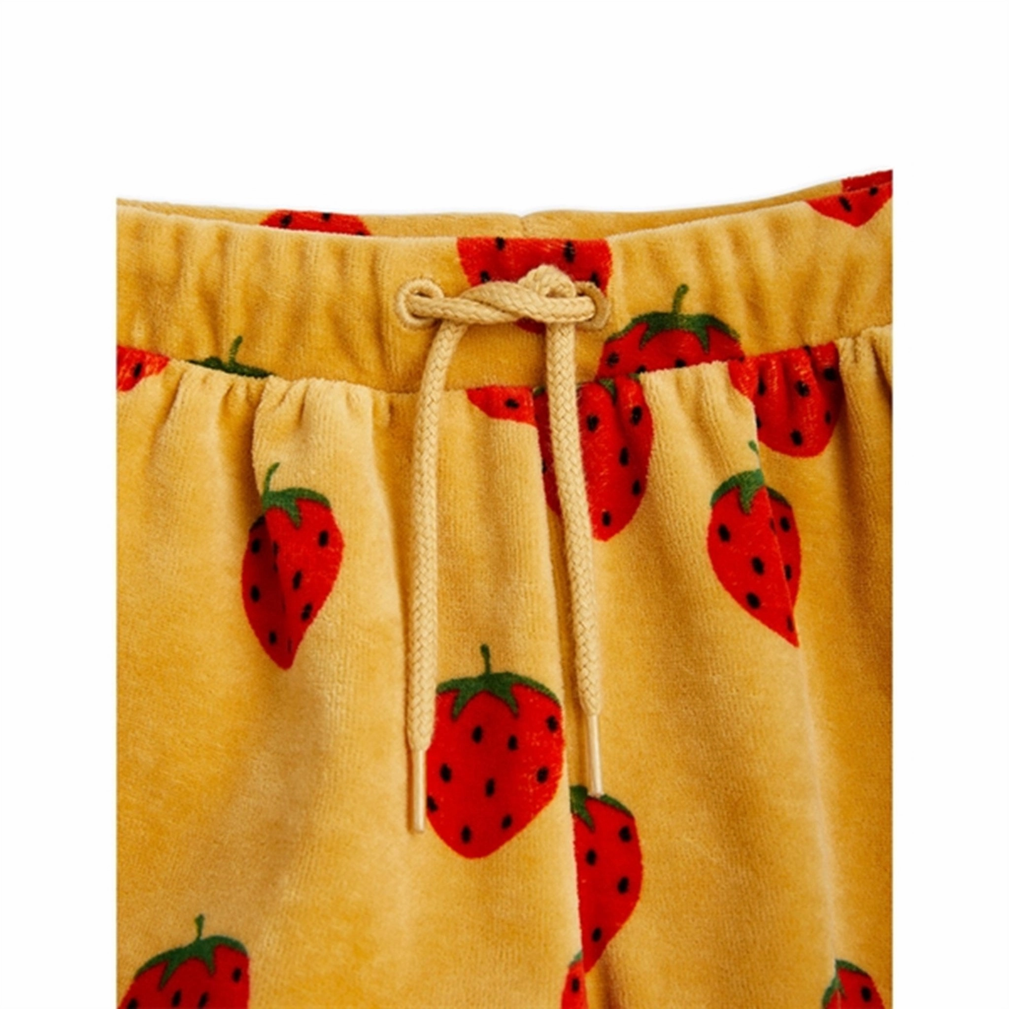 Playful Prints Classic Fit Mini Rodini Beige Strawberries Velour Aop Shorts